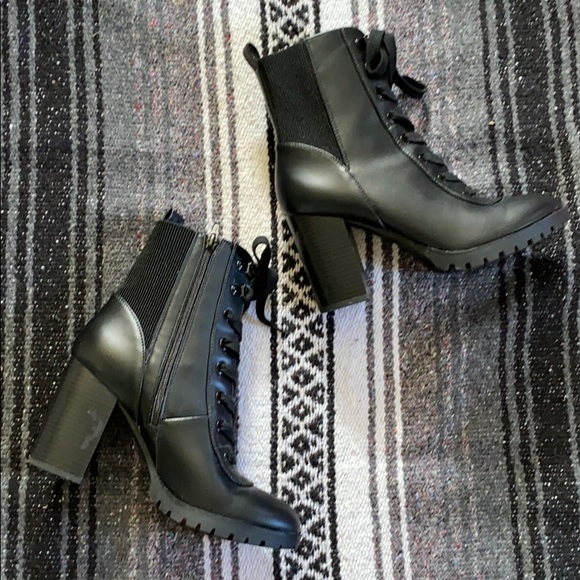 Jada Lace Up Heeled Combat Boots 